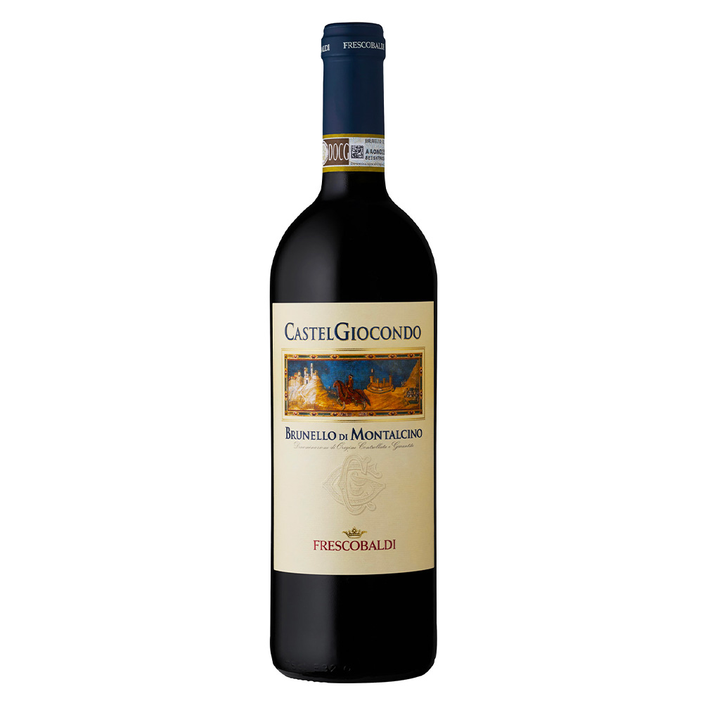 Frescobaldi CastelGiocondo Brunello di Montalcino DOCG ha un colore rosso rubino intenso, vivace e compatto.Il naso è caratterizzato da un bouquet ampio e complesso, estremamente elegante: inizialmente si sprigionano sensazioni fruttate, in cui predominano piccoli frutti di bosco e frutti rossi maturi, accompagnati da un’elegante nota floreale.Lasciandolo respirare si riescono ad avvertire sentori speziati e una punta balsamica, che lo rendono estremamente equilibrato e complesso.Al palato rivela una trama tannica fitta ed elegante che, assieme alle sensazioni minerali, avvolge il palato ed impressiona per la sua straordinaria armonia gustativa.Il finale è lungo, caldo e persistente, con il ritorno di tutte le componenti speziate, dolci e balsamiche. "CastelGiocondo è un luogo unico a Montalcino, dove la grande varietà di esposizioni e di terreni – galestro, argille e sabbie plioceniche – regalano a questo Brunello infinite sfumature. Una poliedricità di note che evolvono nel tempo e che mi fanno venir voglia continuamente di scoprire, assaporare e ricordare.”