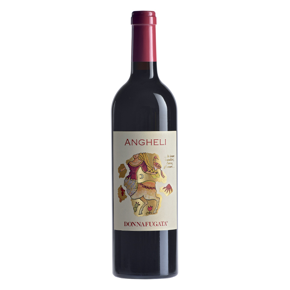 Donnafugata Angheli Sicilia DOC Rosso ha un colore rosso rubino intenso con riflessi tendenti al granato. Al naso si caratterizza per il suo bouquet fragrante di frutta rossa matura, tra cui spiccano la prugna e l'amarena, che si uniscono ad eleganti sentori speziati di cannella, noce moscata e delicati cenni di tabacco. Al palato è avvolgente, con un tannino morbido e di ottima persistenza. Di ottimo corpo e struttura, un rosso fasciante e di grande morbidezza. Chiude con un finale equilibrato e di lunga persistenza. Angheli è un rosso siciliano prodotto dal 1997 che impressiona per la grande piacevolezza di beva e per il suo profilo "internazionale", derivante dai varietali utilizzati, assemblati con grande maestria. È ottenuto da un blend di Merlot e Cabernet Sauvignon, in proporzioni uguali (50-50): una selezione intrigante, di grande versatilità negli abbinamenti, dall'aperitivo al dessert.