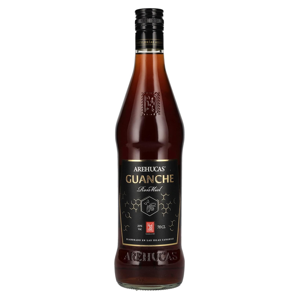 Arehucas Ron Miel Guanche è un rum aromatizzato al miele, con un basso grado alcolico. Viene prodotto a Gran Canaria (Isole Canarie) dalle distillerie Arehucas con miele naturale al 100%. L'affinamento in botti di rovere conferisce al Ron Miel il particolare gusto del rum invecchiato, che si accompagna alle sfumature citriche donandogli un tocco di freschezza. 