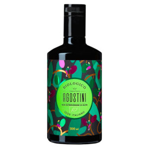 Frantoio Agostini Olio Extra Vergine di Oliva Biologico Mediamente Intenso 100% Italiano - Campagna Olearia 2023-2024 - Limpido e con un bel colore giallo dorato intenso, si arricchisce di delicate sfumature verdi. Al naso è deciso e avvolgente, ricco di note di erbe aromatiche, con ricordi di menta e rosmarino, a cui si affiancano sfalcio di campo e mandorla. Al palato è complesso e tipicamente vegetale, con toni di carciofo, cicoria e lattuga. Amaro e piccante spiccato, equilibrato ed armonico. Disponibile in astuccio regalo soft touch o bottiglia singola da 500ml