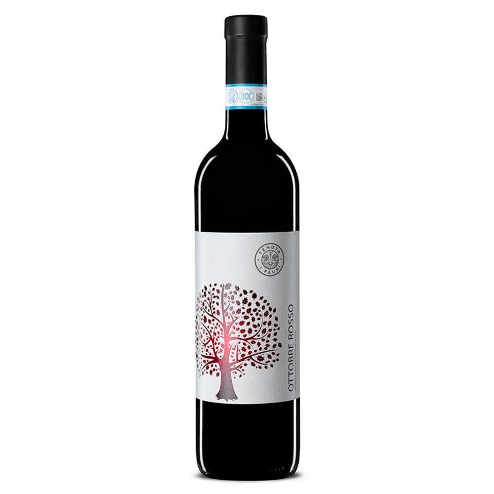 Tenuta I Fauri Ottobre Rosso Montepulciano d'Abruzzo DOC si presenta con un colore rosso rubino intenso. Al naso si apre con sentori di frutta rossa e nera come amarene, more e visciole, impreziosite da un fondo speziato e ricordi di fiori secchi.Al palato risulta di buona freschezza, corredato da una trama tannica ben presente, ma comunque equilibrata nel complesso. Il Montepulciano d'Abruzzo Ottobre Rosso nasce dai vigneti situati nel comune di Villamagna (CH). È un rosso di buona intensità e struttura, con particolare focalizzazione sul bel frutto, maturo e succoso, con una gradevole speziatura. Formato Magnum 1,5L