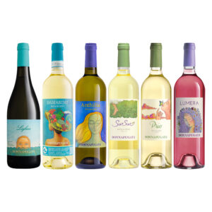 Scopri la bellezza e l'espressività dei territori della Sicilia con la meravigliosa Cassetta Regalo in legno da 6 bottiglie di Donnafugata. Questa elegante confezione è un vero tesoro che racchiude sei delle etichette di vini bianchi più amate dell'azienda.-Immergiti in un viaggio sensoriale attraverso i territori siciliani, grazie a vini freschi e beverini che sono semplicemente perfetti per l'estate. Queste bottiglie ti offrono un'esperienza unica, che puoi condividere con amici e familiari durante aperitivi e cene all'aperto.-Come scriveva J. W. Goethe nel suo "Viaggio in Italia": "L'Italia, senza la Sicilia, non lascia alcuna immagine nell'anima: qua è la chiave di tutto." La Sicilia è una terra che evoca emozioni profonde e offre una straordinaria varietà di paesaggi e sapori, e i vini di Donnafugata sono un'autentica rappresentazione di questa ricchezza.-La cassetta regalo è un'opera d'arte in sé. La sua spettacolare grafica è stata creata dal rinomato designer Stefano Vitale, un partner di lunga data di Donnafugata. L'attenzione ai dettagli e l'estetica raffinata di questa confezione la rendono il regalo ideale per gli amanti del vino e del buon gusto.-Ora, lascia che ti presentiamo le sei prelibatezze che troverai all'interno della cassetta:Damarino Sicilia DOC 0,75L: Un vino bianco dal carattere vibrante, con una piacevole freschezza e note aromatiche che ricordano i fiori di campo e i frutti esotici. È l'ideale per accompagnare piatti a base di pesce e crostacei.Lighea Zibibbo Sicilia DOC 0,75L: Un vino che sprigiona tutta l'intensità del vitigno autoctono Zibibbo. I profumi floreali e gli accenni di agrumi si fondono con una piacevole mineralità, creando un'esperienza gustativa indimenticabile. Perfetto da abbinare a antipasti leggeri e formaggi freschi.Anthilia Sicilia DOC 0,75L: Un vino elegante e raffinato, ottenuto dalla sapiente combinazione di uve Catarratto e Ansonica. Le sue sfumature floreali e agrumate si armonizzano con una piacevole acidità, donando un sorso equilibrato e fresco. Ideale per accompagnare primi piatti a base di pesce e verdure.Prio Sicilia DOC Lucido 0,75L: Un vino dal carattere unico, ottenuto da uve Grillo. Il suo colore brillante e la freschezza intensa si uniscono a note fruttate e un leggero sentore di erbe aromatiche. Questo vino versatile si presta a molteplici abbinamenti gastronomici, tra cui aperitivi, primi piatti di pesce e carni bianche.Sur Sur Sicilia DOC Grillo 0,75L: Un vino bianco di grande personalità, che esprime tutto il potenziale del vitigno Grillo. I profumi di frutta tropicale e agrumi si sposano con una piacevole mineralità, creando un vino complesso e avvolgente. Perfetto per accompagnare piatti a base di pesce e sushi.Lumera Sicilia DOC Rosato 0,75L: Un vino rosato delicato e fresco, ottenuto da uve Nero d'Avola. Il suo colore rosa tenue e gli aromi di fragole e fiori rendono ogni sorso un'esperienza leggera e piacevole. Ideale da gustare come aperitivo o in abbinamento a piatti a base di pesce e verdure grigliate.Con questa cassetta regalo in legno di Donnafugata, avrai il piacere di scoprire sei vini bianchi straordinari, che rappresentano al meglio il territorio e la passione dell'azienda. Sia che tu stia cercando un regalo unico per un appassionato di vino, o desideri semplicemente concederti una deliziosa esperienza enologica estiva, questa collezione è esattamente ciò di cui hai bisogno. Acquista ora e fai un viaggio indimenticabile attraverso i sapori della Sicilia con Donnafugata!