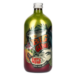 Roby Marton Big Gino Exotic Dream Gin è un gin artigianale 100% italiano ottenuto a partire da una base alcolica di grano di alta qualità. Gli ingredienti principali di questa versione di Big Gino sono i frutti esotici, tra cui papaya, passion fruit e mango, che conferiscono sapori tipicamente tropicali ed afrodisiaci. Viene creata una vera e propria tisana a base di frutta esotica, attentamente selezionata ed essiccata, e successivamente utilizzata per portare a gradazione desiderata la distillazione di ginepro, coriandolo e iris. Prodotto in piccoli lotti ed imbottigliato rigorosamente a mano. La bottiglia ricorda quelle usate nelle vecchie farmacie e lo stivale rappresentato in etichetta rappresenta il Made in Italy e l'artigianalità alla base di questo prodotto. Big Gino è una linea di Gin scaturita dalla fantasia creativa di uno dei migliori talenti del panorama italiano dei distillati. Dietro questa insolita bottiglia c'è la personalità di Roby Marton, talento indiscusso del Gin nostrano. Dopo un lungo apprendistato nel settore commerciale di liquori e distillati, è nata una produzione artigianale di distillati di alta qualità, caratterizzata da una vena creativa e sperimentale.