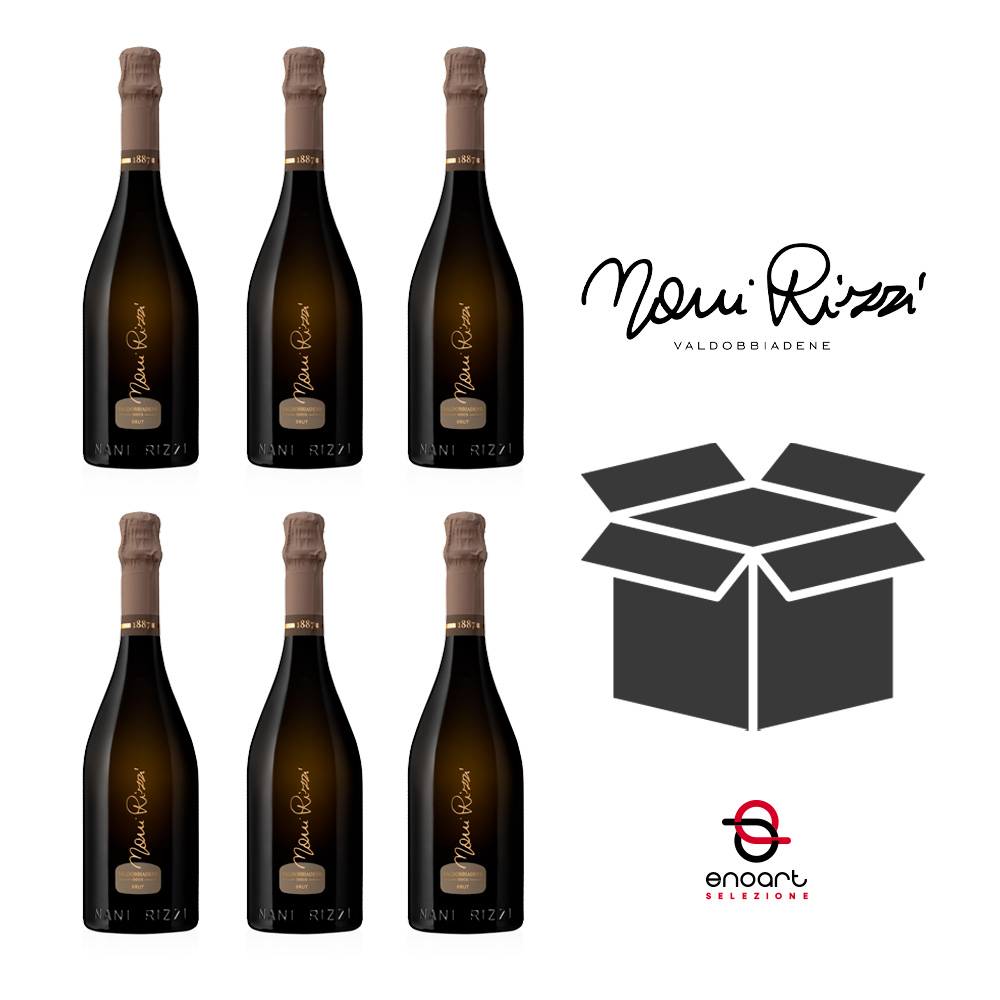 Box Risparmio da 6 bottiglie di Prosecco di Valdobbiadene DOCG Brut Nani Rizzi. Risparmia il 10% sulla quantità con questa offerta! Nani Rizzi Prosecco Valdobbiadene DOCG Brut si presenta di colore giallo paglierino scarico, con una spuma delicata e persistente. Al naso spiccano profumi intensi di fiori d'acacia, petali di rosa e sentori fruttati di mela e pesca bianca. Al palato è fragrante e pieno, di grande eleganza ed estremamente equilibrato nelle varie sensazioni. Nani Rizzi produce vini e spumanti metodo Charmat di grandissima qualità. L’azienda si trova a Guia di Valdobbiadene, nel cuore della DOCG ed è oggi guidata da Denis Spagnol assieme alle sue tre figlie Giulia, Elena e Silvia.L’uva di partenza è sempre la Glera, proveniente esclusivamente dalle colline di Valdobbiadene, vendemmiata rigorosamente a mano e spumantizzata direttamente in cantina.