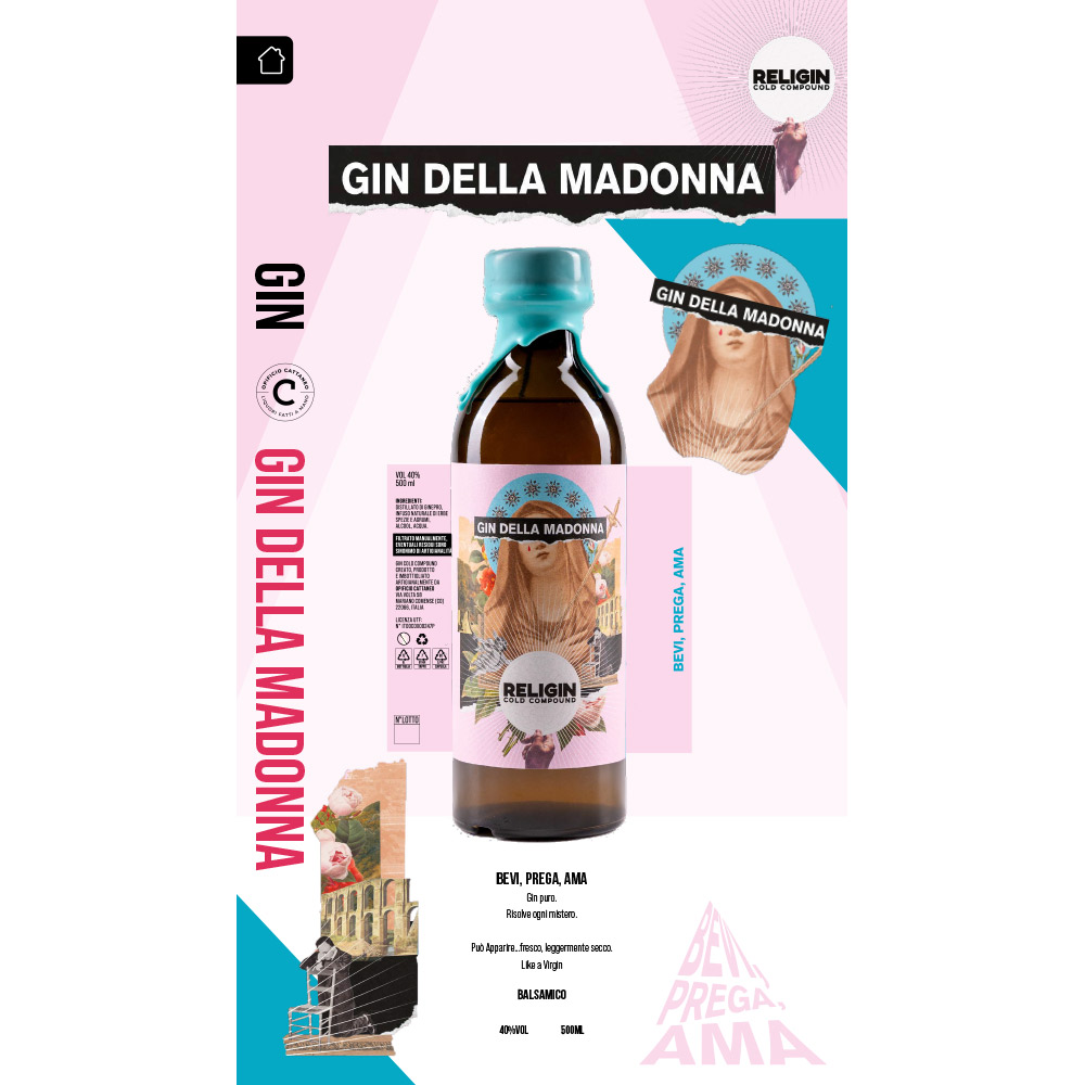 Gin della Madonna, prodotto artigianalmente da Opificio Cattaneo, è un gin puro, che risolve ogni mistero. Può "apparire"... fresco e leggermente secco, like a Virgin. Si tratta di un Gin Cold Compound dai tocchi balsamici, il più secco tra tutti i Religin. Bevi, prega, ama. "Gin della Madonna" fa parte della linea Religin di Opificio Cattaneo, una serie di bottiglie accattivanti e divertenti.Le ricette e gli abbinamenti originali tra le varie botaniche, rendono questi gin estremamente innovativi e moderni, rivolgendo comunque uno sguardo verso la tradizione italiana.