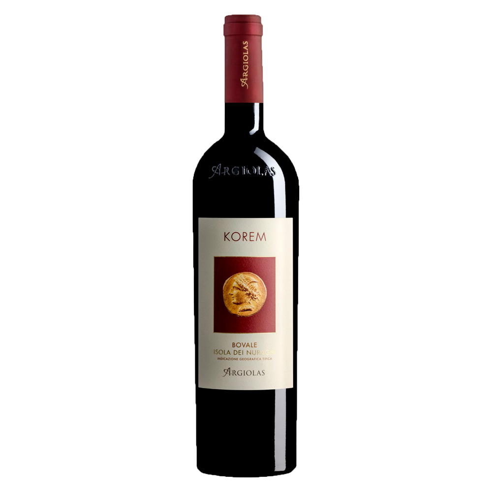 Argiolas Korem Isola dei Nuraghi IGT Rosso si presenta di colore rosso rubino intenso. Al naso spiccano profumi di mirtillo e sambuco, seguiti da sfumature floreali di violetta e rosa, su sottofondo di cioccolato e macchia mediterranea, che completano questo bouquet intrigante e sfaccettato. Al palato risulta pieno e corposo, particolarmente armonico e caldo.Chiude con un finale di notevole persistenza. Korem di Argiolas è prodotto a partire da uve autoctone di Bovale sardo, provenienti dalla Tenuta Sa Tanca tra i comuni di Selegas e Guamaggiore. Si caratterizza per essere un rosso pieno e complesso, rispecchiando perfettamente l'idea di un vino tipico sardo.