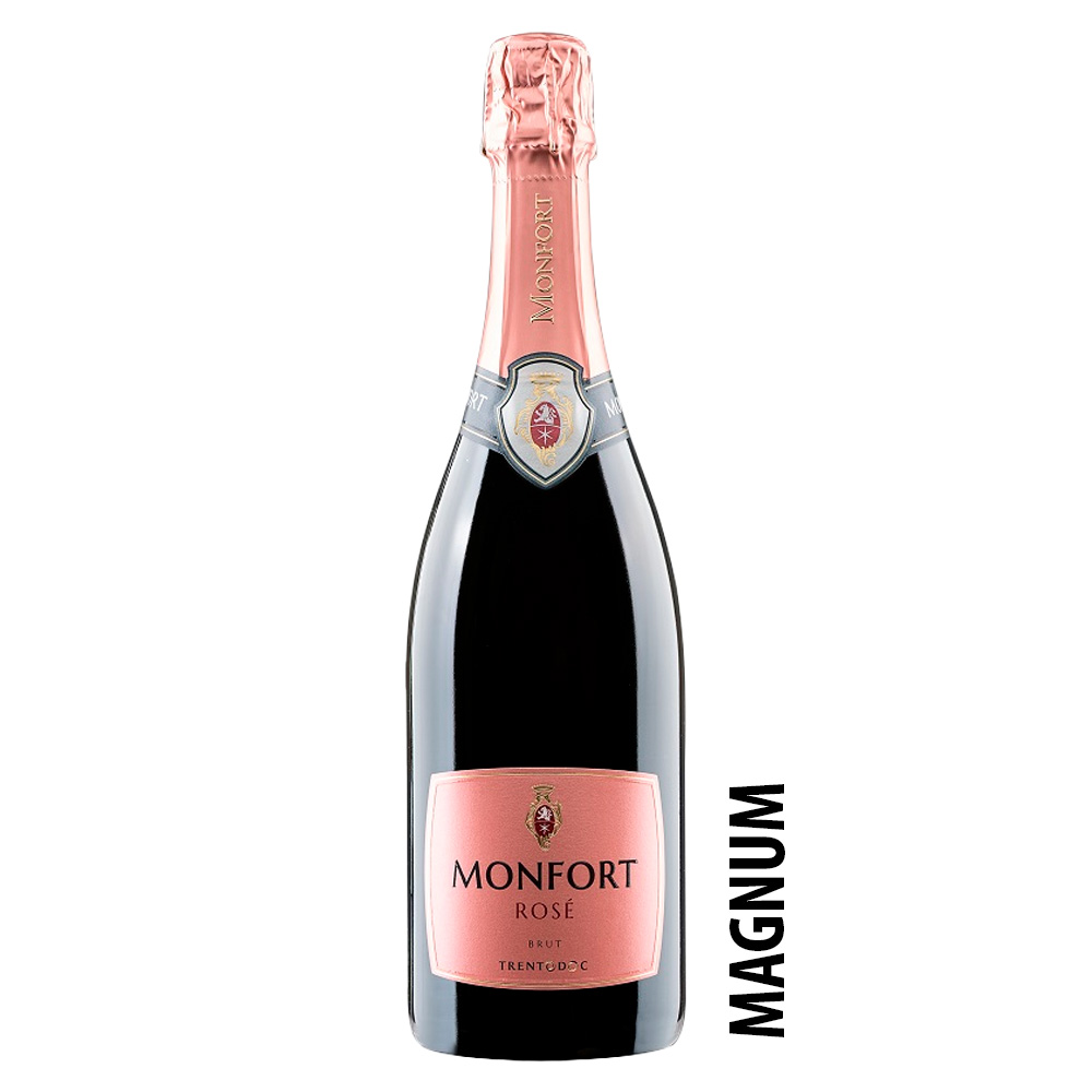 Il Monfort Trento DOC Rosé Brut si presenta con un elegante colore rosa antico e un perlage fine e persistente. Al naso sprigiona profumi intensi e complessi di fragoline di bosco, piccoli frutti rossi e mela rossa. Al palato è fresco ed equilibrato, con una raffinata sapidità e un finale lungo e armonioso. Ottenuto da Chardonnay (50%) e Pinot Nero (50%) attraverso il Metodo Classico, questo spumante esprime con eleganza il terroir di montagna, unendo tradizione e modernità in uno stile dinamico e raffinato. I vigneti, situati tra i 400 e i 600 m s.l.m. nelle colline di Trento e Pergine Valsugana, affondano le radici in suoli franco-sabbiosi e porfirici. Dopo almeno 24 mesi sui lieviti, il vino acquisisce struttura e complessità. Perfetto a tutto pasto, è ideale per le occasioni speciali e i momenti conviviali. Formato Magnum 1,5L