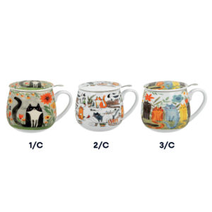 Meridiani Tisaniera con filtro infusore in acciaio "Loving Cats", disponibile in tre diverse decorazioni. Realizzata in porcellana, capacità 0,4L. Gift box in cartoncino contenente la tisaniera, ideale da regalare agli amanti del tè, infusi e tisane. Disponibile in tre diverse fantasie floreali. Novità 2025.