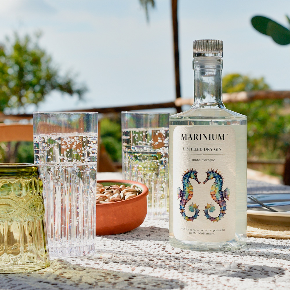 Marinium Distilled Dry Gin servito in un Gin Tonic essenziale — esclusiva Enoart