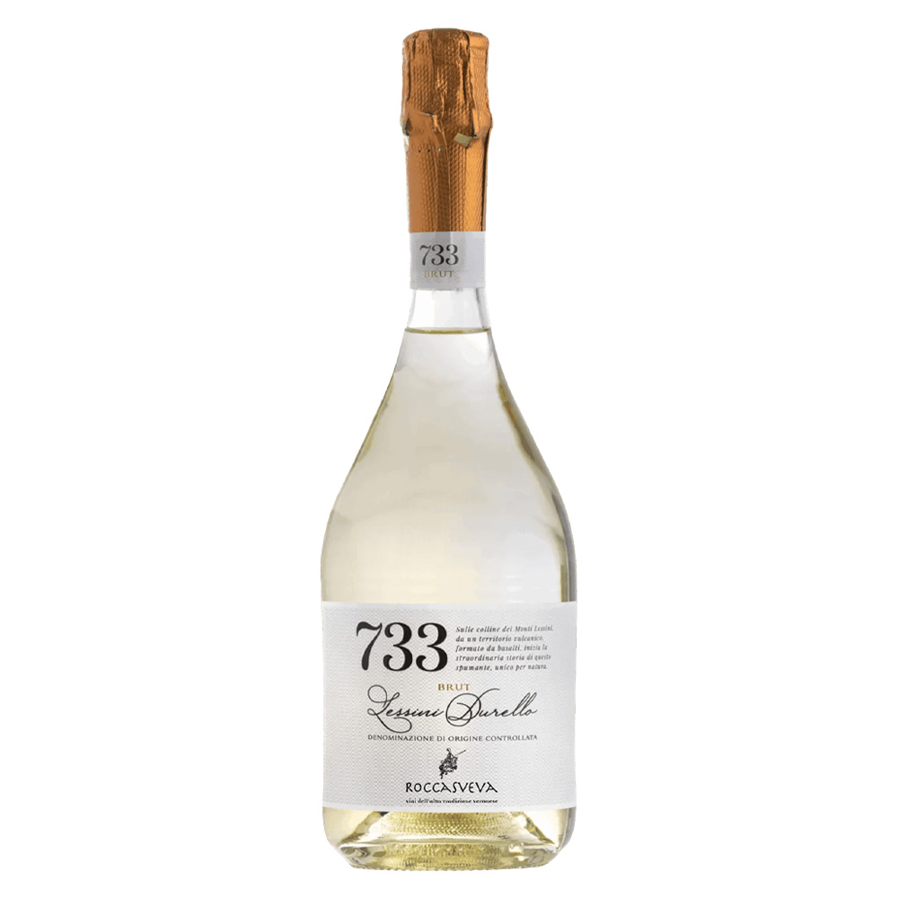 Rocca Sveva 733 Lessini Durello DOC Brut, bottiglia di vino spumante veneto da uve autoctone Durella