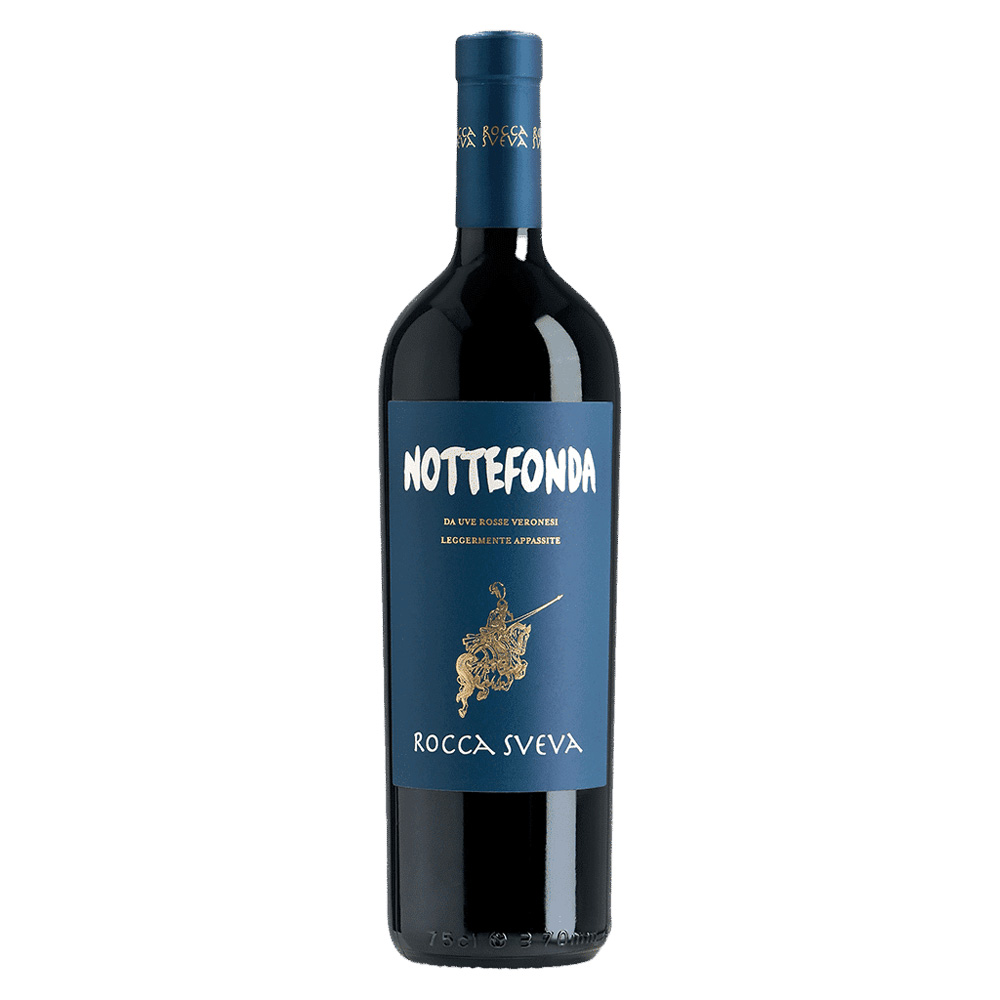Rocca Sveva Nottefonda Verona IGT Rosso, bottiglia di vino rosso veneto da uve appassite Corvina, Pinot Nero e Merlot
