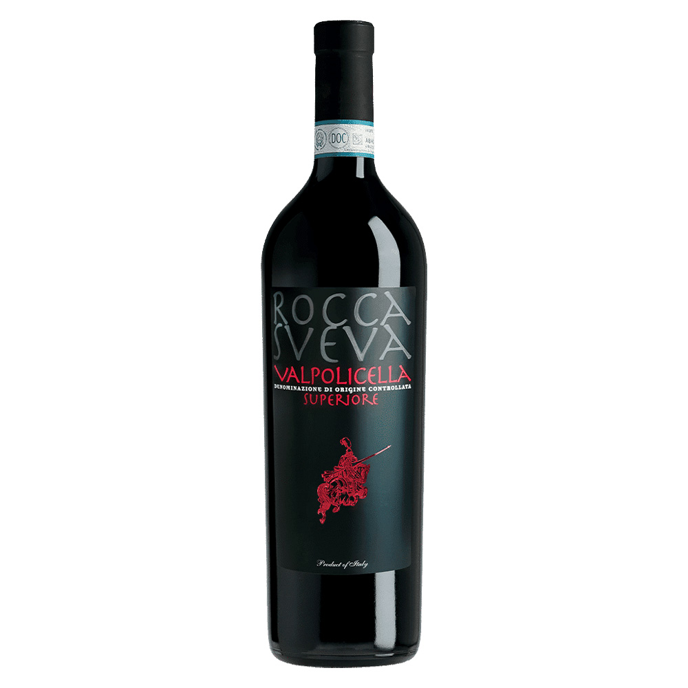 Rocca Sveva Valpolicella Superiore DOC, bottiglia di vino rosso veneto affinato in grandi botti di rovere