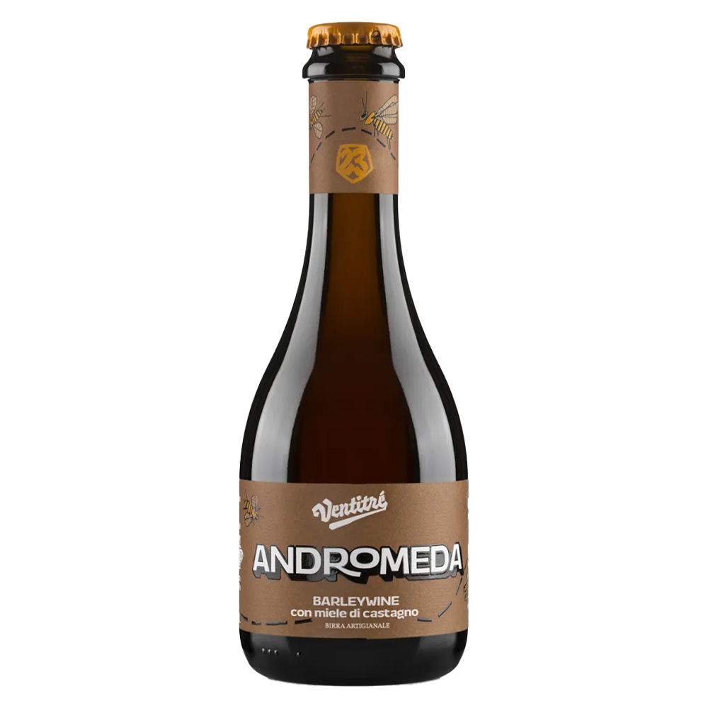 Bottiglia birra artigianale Andromeda Birrificio Ventitré Barley Wine miele di castagno