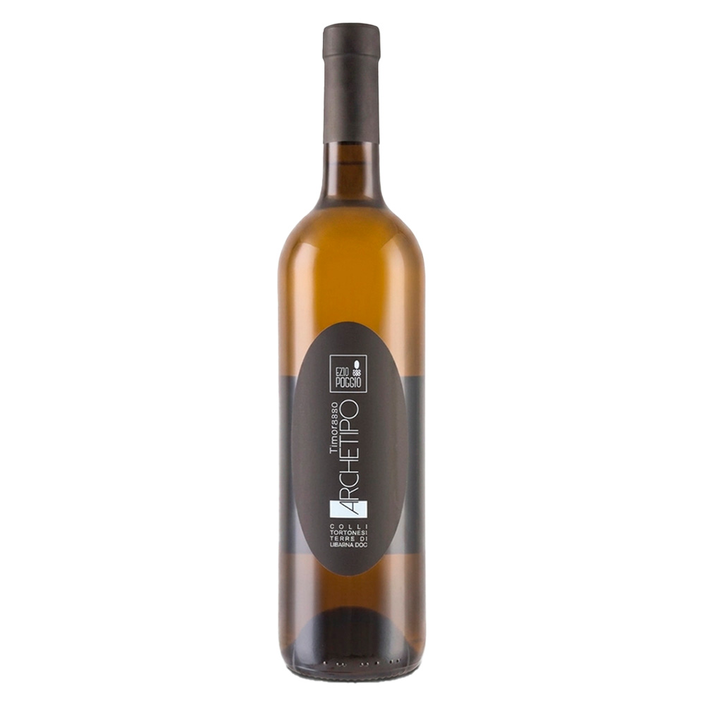 Bottiglia di vino bianco Ezio Poggio Archetipo Timorasso Colli Tortonesi Terre di Libarna DOC, espressione autoctona, elegante e sapida della Val Borbera.